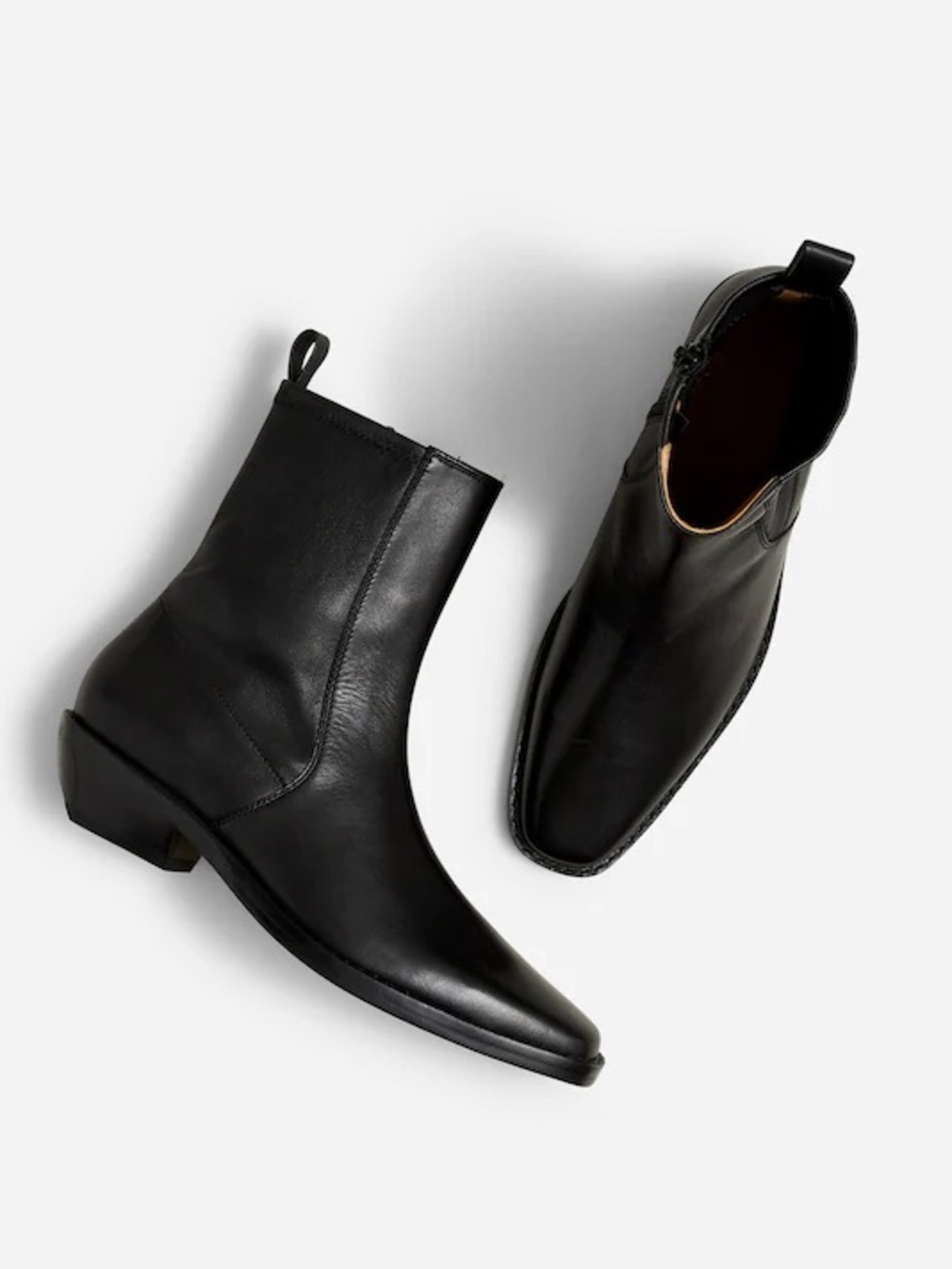Madewell Indris Black Leather Western Ankle cowboy combat Boots nwot